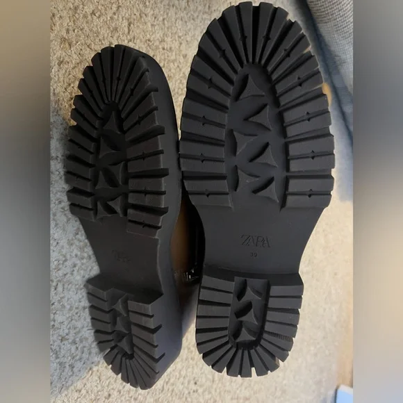 ZARA Over The Knee Leather Boots with Fleece Sherpa Trim- Size EU 39 US 8 - Picture 8 of 9